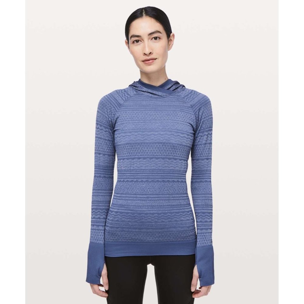 Lululemon Women's Hoodie Rest Less Gatsby Blue Long Sleeve Size 10